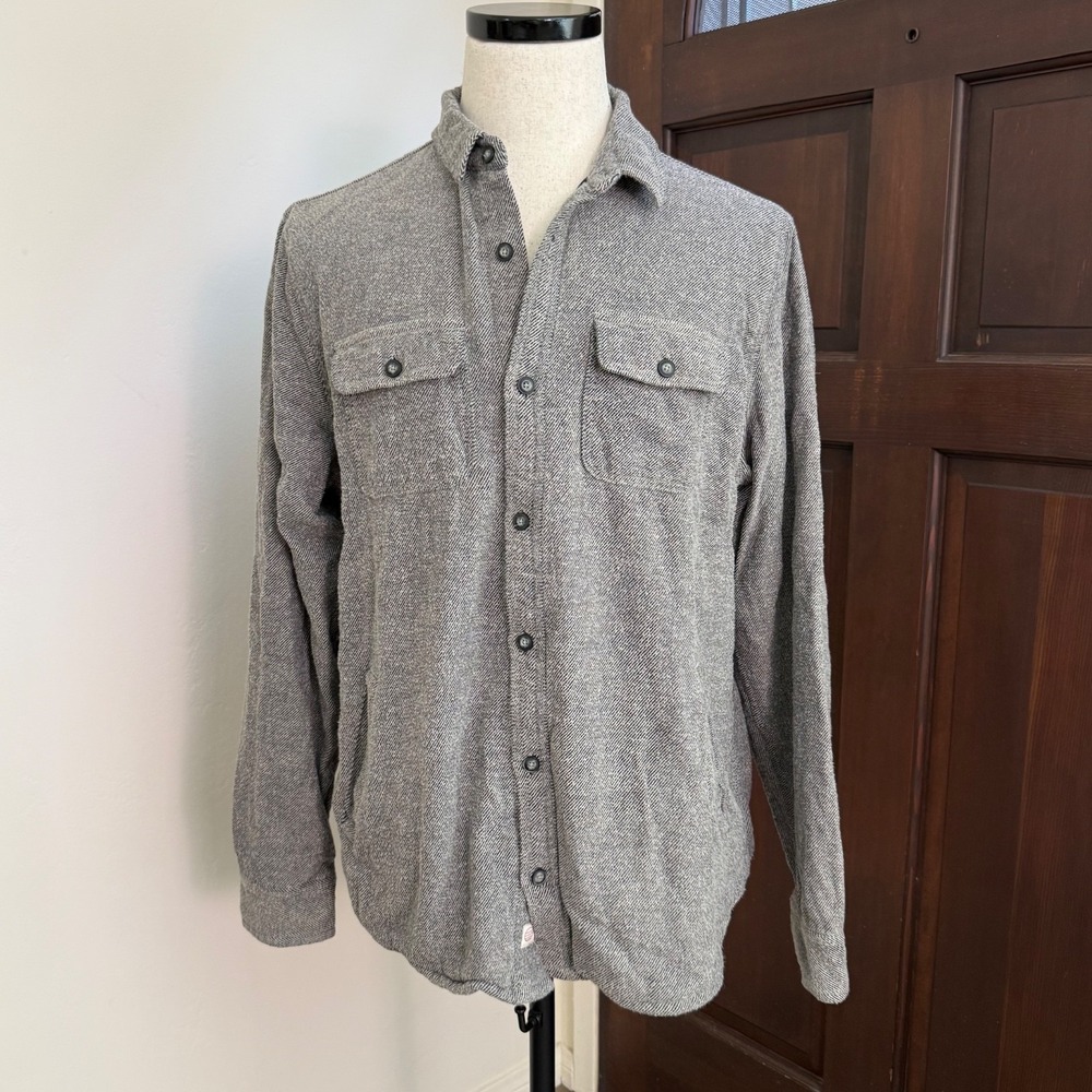 Marine Layer Shirt Jacket Button Up Lined Flannel Shacket | Gray | Size Large
